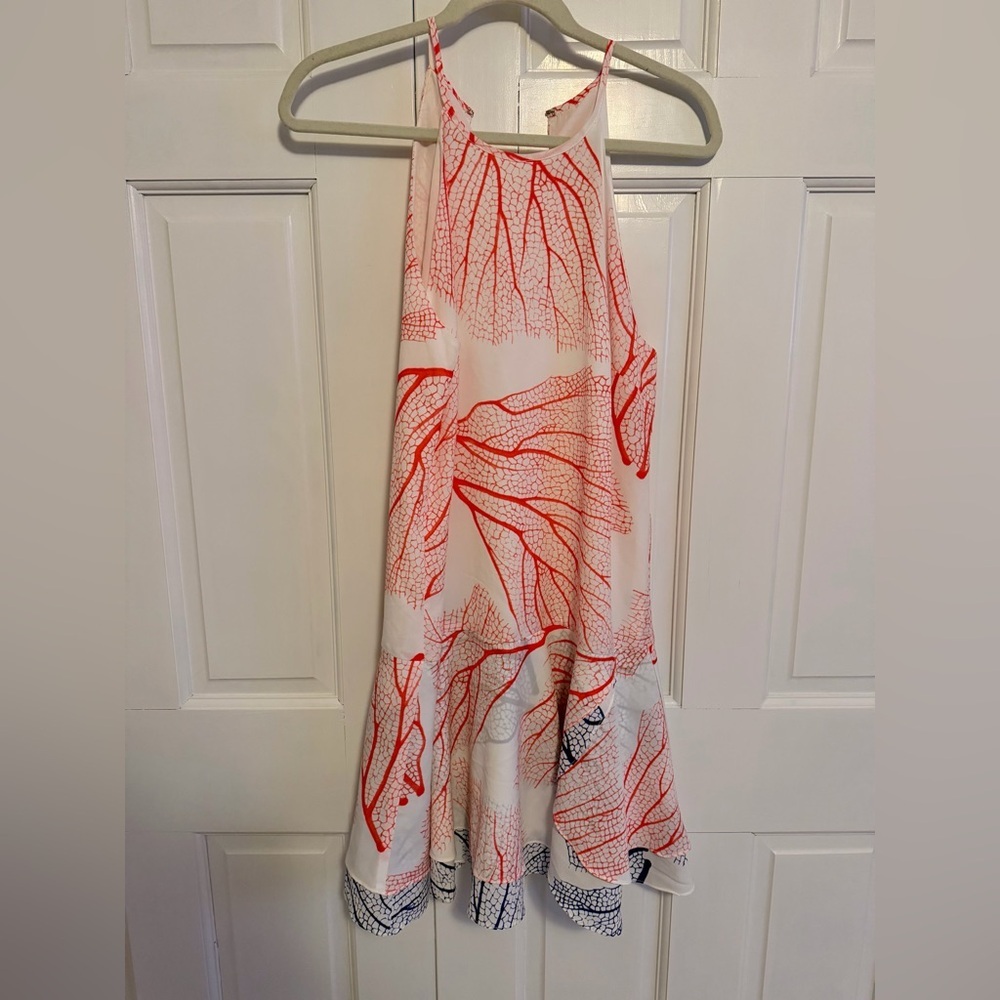 Hutch Halter A-Line Mini Dress Red White Medium
